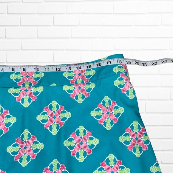 Crown & Ivy Golf Skort 12 Turquoise Pineapple Pocket Shorts Skirt Cruise Preppy - Picture 9 of 10